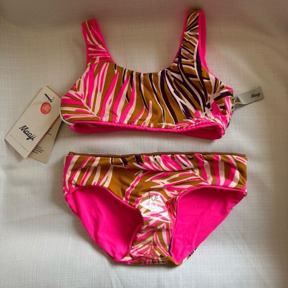 Maaji Girls' Standard Bikini Set Iceland Radiant Pink Reversible 4 - Picture 5 of 11